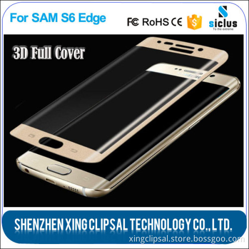 0.33mm 3D Curved Edge tempered glass screen protector for samsung galaxy s6 edge